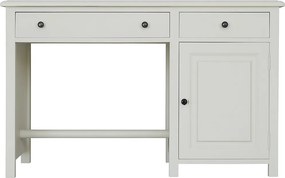 Birou în stil shabby chic din lemn de pin, alb, cu 2 sertare și ușă, 80 x 130 x 60 cm, „Oslo”