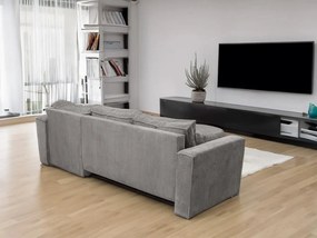 Canapea colt extensibila SMART COSARO gri deschis, cu colt bilateral + 2 perne CADOU
