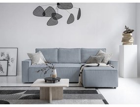 Colțar gri deschis extensibil cu tapițerie din catifea reiată (cu colț variabil) Brave Dave – Miuform