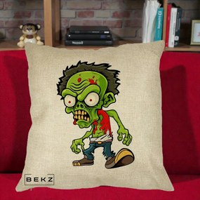 Perna Decorativa Zombie Halloween, 40x40 cm, Crem, Husa Detasabila, Perna Inclusa, BEKZ®