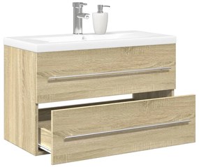 vidaXL Set mobilier de baie, 2 piese, stejar sonoma, lemn prelucrat