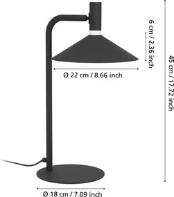 Eglo 902185 - Lampă de birou LED RGBW dimabilă CONOMAVILLA-Z LED/7,5W/230V neagră