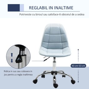 Vinsetto Scaun Rotativ pentru Birou Design Ergonomic și Ajustabil Fără Cotiere Albastru 59x59x81-91cm | Aosom Romania