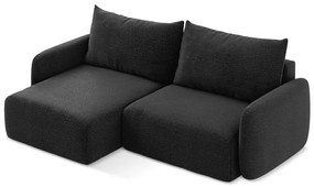 Colțar negru extensibil/cu spațiu de depozitare (cu colț pe partea stângă) Kalena – Makamii