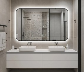 🪞 Oglindă LED cu Touch și Funcție Dezaburire – Ramă Negru, 130x80 cm, Model J187-13080 Smack