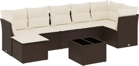 vidaXL Set canapele de grădină cu perne, 8 piese, maro, poliratan