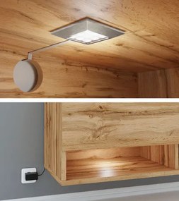 Dulap TV de perete Adenuk 140 MDF (Negru + Negru) (cu iluminat LED RGB). 1106329