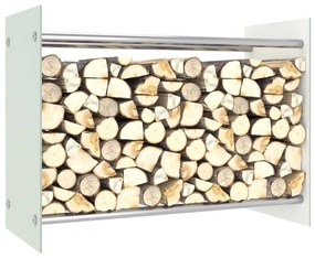 Rastel lemne de foc, alb, 80 x 35 x 60 cm, sticla Alb, 80 x 35  x 60 cm (w x d x h)