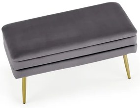 Bancă cu spațiu de depozitare VELVA 37x78 cm gri/auriu