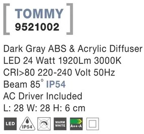 Plafoniera LED de exterior moderna IP54 TOMMY NVL-9521002