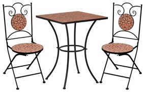 vidaXL Set de bistro mozaic, 3 piese, cărămiziu, placă ceramică