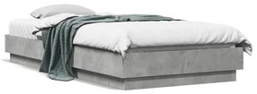 vidaXL Cadru de pat cu lumini LED, gri beton, 100x200 cm