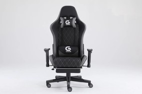 Scaun gaming Genator V1, piele perforata, suport picioare, Negru/Gri