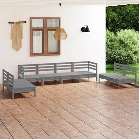3082574 vidaXL Set mobilier de grădină, 8 piese, gri, lemn masiv de pin