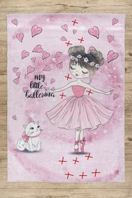 BAMBINO 2185 covor lavabil Balerina, pisicuta pentru copii anti-alunecare roz - SECUNDAR-COTATI PRODUSUL