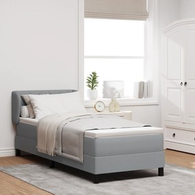 vidaXL Pat box spring cu saltea, gri deschis, 80x200 cm, textil