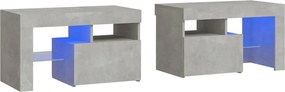 vidaXL Noptiere cu lumini LED, 2 buc., gri beton, 70x36,5x40 cm