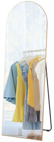 HOMCOM Oglindă în lungime completă 50 x 150 cm, oglindă pe suport, oglindă mare de perete fără ramă, pentru sufragerie, ton aur | Aosom Romania