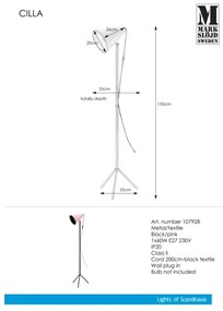 Markslöjd 107928 - Lampadar CILLA 1xE27/60W/230V