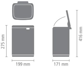 Cos de gunoi Brabantia Bo Small 1006625, 4 L, Deschidere lina si silentioasa, Baza antiderapanta, Rezistent la amprente, Inox/Mat