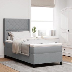 vidaXL Pat cu arcuri cu saltea Gri deschis 90 x 200 cm țesătură