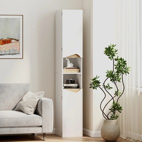 HOMCOM Dulap de baie îngust dulap înalt cu 2 uși, 2 compartimente deschise, pentru baie 30 x 34,6 x 182 cm Alb | Aosom Romania