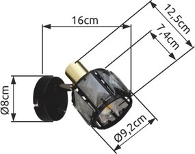 Spot de perete INDIANA 1xE14/40W/230V Globo 54357-1B