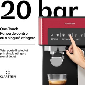 Klarstein 1,8 l aparat de cafea cu spumă de lapte, aparat de cafea 20 bar, mașină de cafea măcinată mică cu 1350 W, mașină de cafea barista pentru cappuccino latte espresso cu gheață