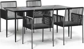 vidaXL Set mobilier grădină cu perne, 5 piese, negru, poliratan & oțel