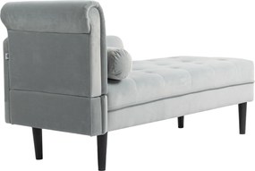 HOMCOM Canapea Chaise Longue cu tapițerie cu efect de catifea, gri | Aosom Romania