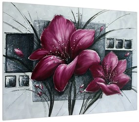 Tablou modern cu flori (70x50 cm), în 40 de alte dimensiuni noi