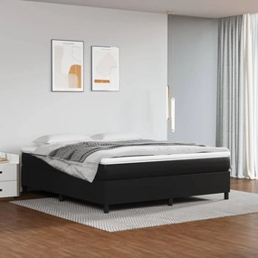 3144614 vidaXL Pat box spring cu saltea, negru, 160x200 cm, piele ecologică