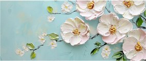 Tablou - Flori pe fundal albastru (120x50 cm)