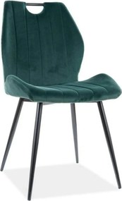 Scaun bucatarie elegant ARCO, verde inchis/negru, stofa/metal, 51x46x9
