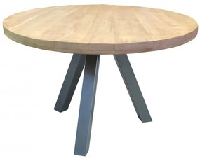Masa rotunda cu blat din lemn de mango Tables &amp; Benches 120x120x76 cm maro/argintiu