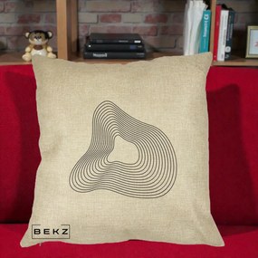 Perna Decorativa Abstract Linii Organice, 40x40 cm, Crem, Husa Detasabila, Perna Inclusa, BEKZ®