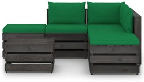 Set mobilier gradina cu perne, 6 piese, gri, lemn tratat Verde si gri, 6