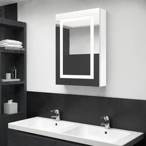326494 vidaXL Dulap de baie cu oglindă și LED, alb strălucitor, 50x13x70 cm