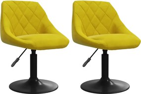 vidaXL Scaune de bucătărie pivotante, 2 buc., galben muștar, catifea