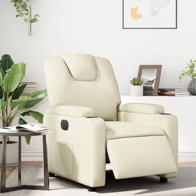 vidaXL Fotoliu rabatabil electric, crem, piele ecologică