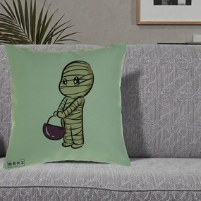 Perna Decorativa Halloween Mummy Kawaii cu Cos, 40x40 cm, Verde, Husa Detasabila, Perna Inclusa, BEKZ®