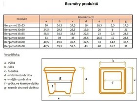 Plastia Ghiveci flori cu auto-udare Bergamot maro, 30 x 30 cm, 30 x 30 cm
