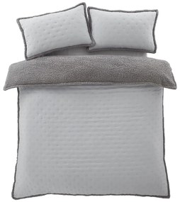 Lenjerie de pat gri din sherpa pentru pat dublu 200x200 cm Cosy Nori – Catherine Lansfield