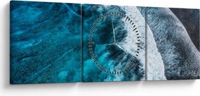 Tablou - Valuri pe mare (cu ceas) (90x30 cm)