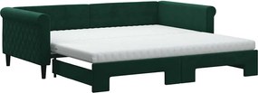 vidaXL Pat de zi cu extensie și saltele verde închis 100x200cm catifea