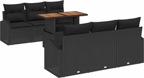 vidaXL Set de canapele pentru grădină cu pernă 7 pcs Negru