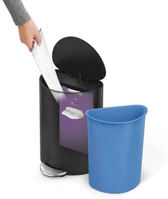 Coș cu pedale Simplehuman 6 l, semirotund, oțelnegru mat, plastic