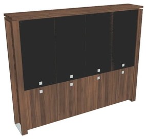 Dulap înalt Verno+ 260 x 46 x 210 cm, uși combinate, nuc / negru