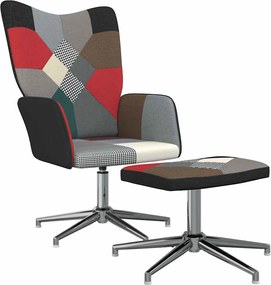 vidaXL Scaun de relaxare cu taburet, textil, petice