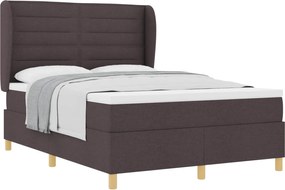 vidaXL Pat cu arcuri cu saltea Maro închis 190 x 140 cm țesătură